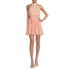 NWT Rococo Sand Faye Floral Pleated Mini Fit & Flare Dress - Lilac - Small